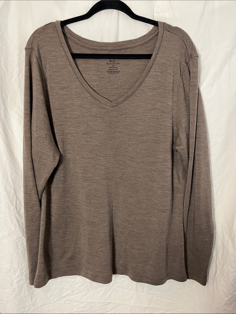 Woolx Merino V-Neck Long Sleeve Top Size 1X